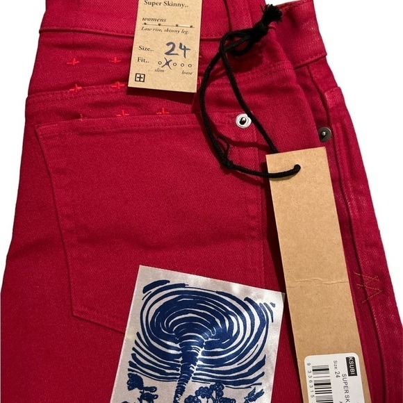 Ksubi Woman’s Apache NWT Leather Super Skinny Low Rise Red Jeans Size  24 - Picture 8 of 11